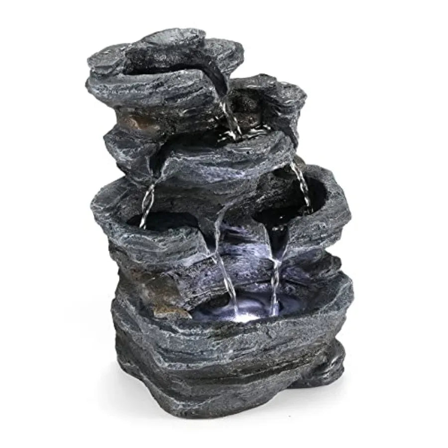 Indoor Fountain Tabletop Fountain Waterfall Fountains Stacked Rocks Water Feature Feng Shui Zen Meditation Relaxation Desktop F