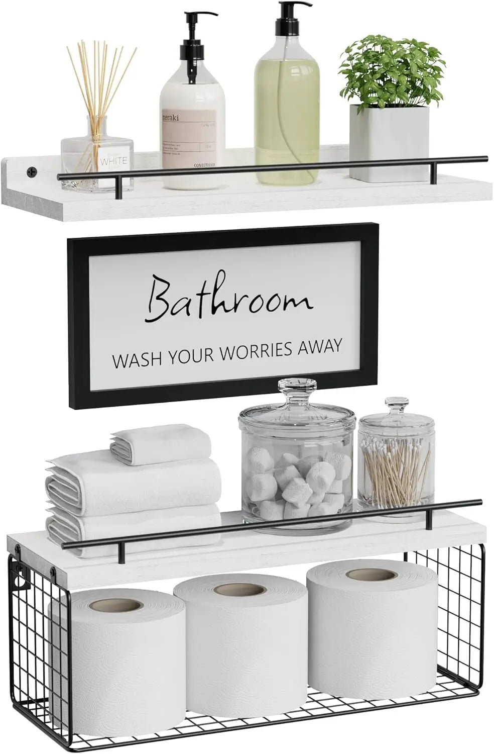 Floating Shelves for Bathroom Wall Decor and Storage Solution