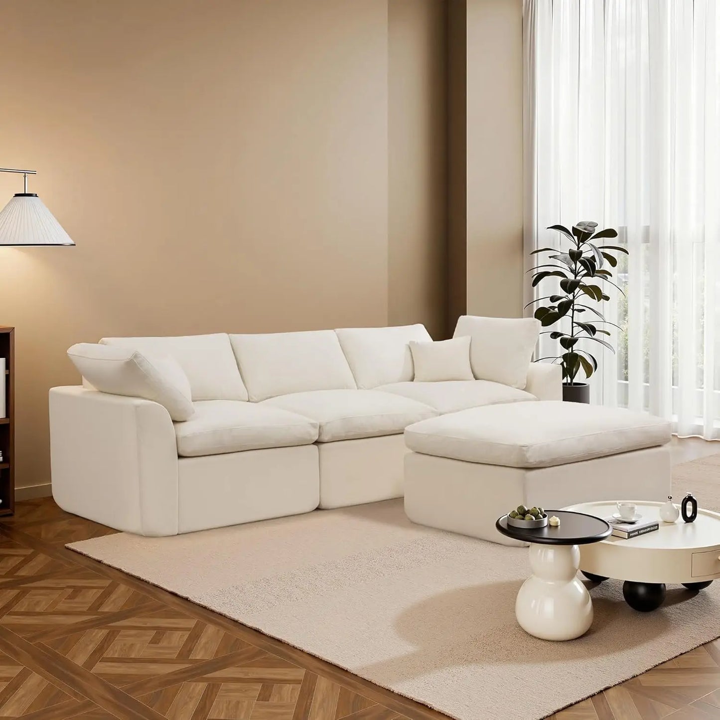 Modern Boneless Modular Cloud Sectional Sofa With Ottoman
