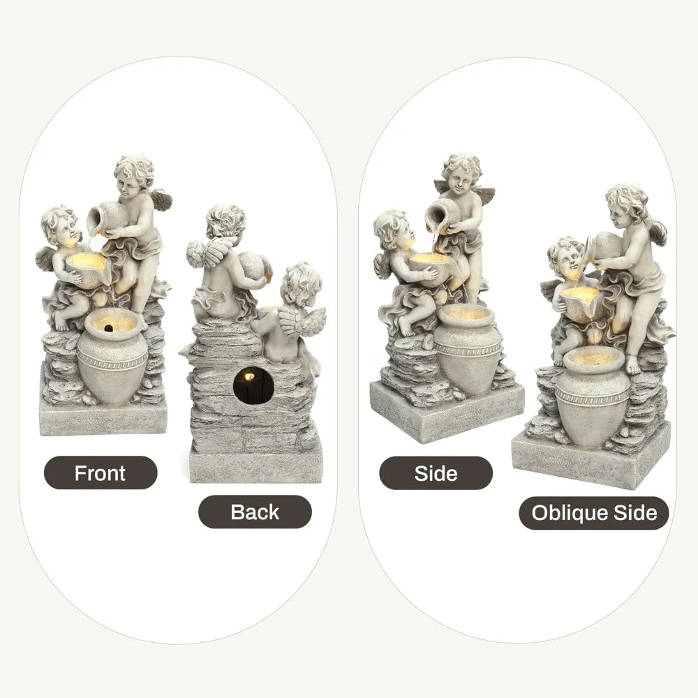 Charming Angel Water Fountain with LED Light for Outdoors