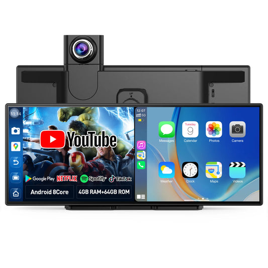 Imagebon 11.4" Android 14 Dashcam 8 Core 4+64G CarPlay & Android Auto DVR Dual Recording Google Play GPS Navigation AI Voice Control Smart Screen