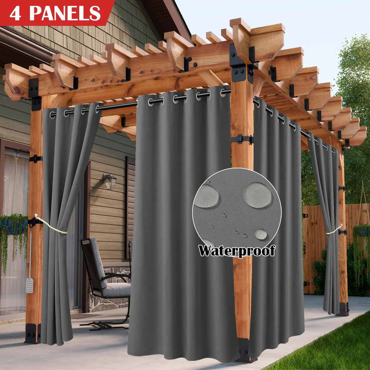 Waterproof Outdoor Curtains With UV Protection And Grommet Top