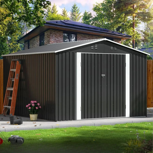Durable Aluminum Outdoor Storage Shed With Lockable Doors