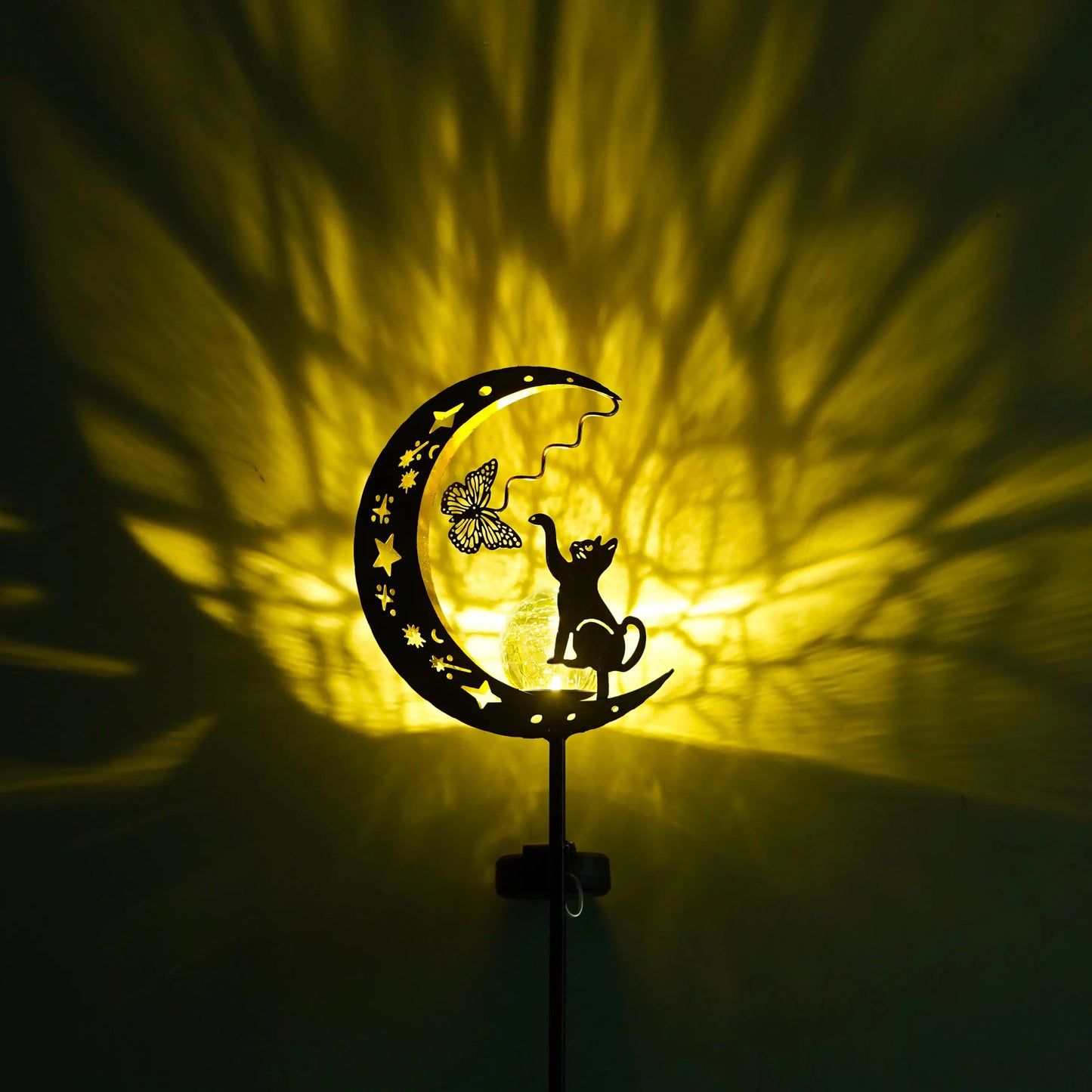 Decorative Solar Cat Moon Shaped Outdoor Garden Lamp