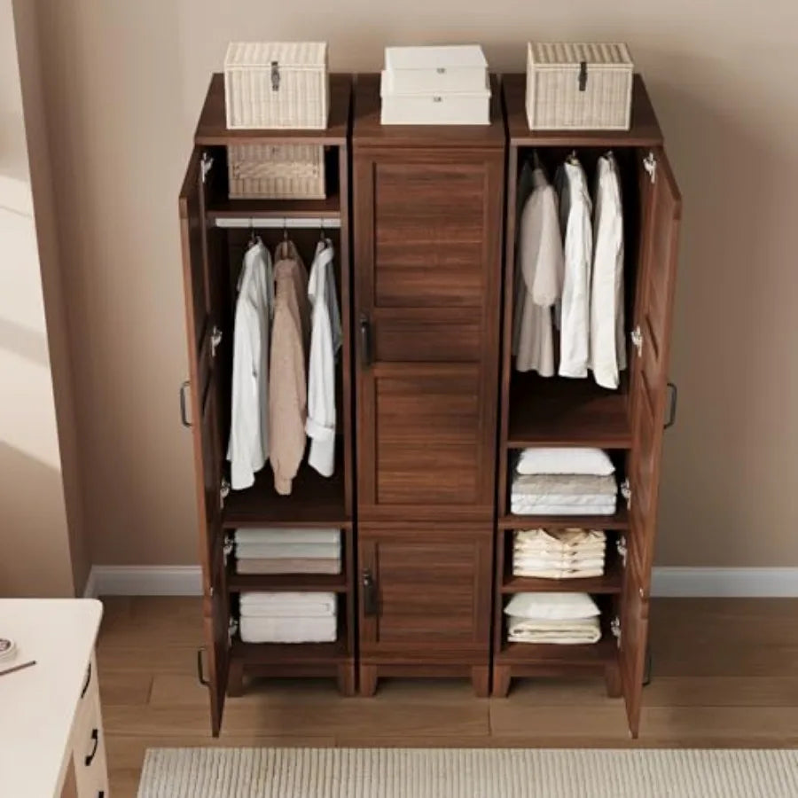 Armoire Wardrobe Closet with 2 Doors Wooden Wardrobe Cabinet with Hanging Rod 72 in Narrow Tall Clothing Armoire Cabinet with 1