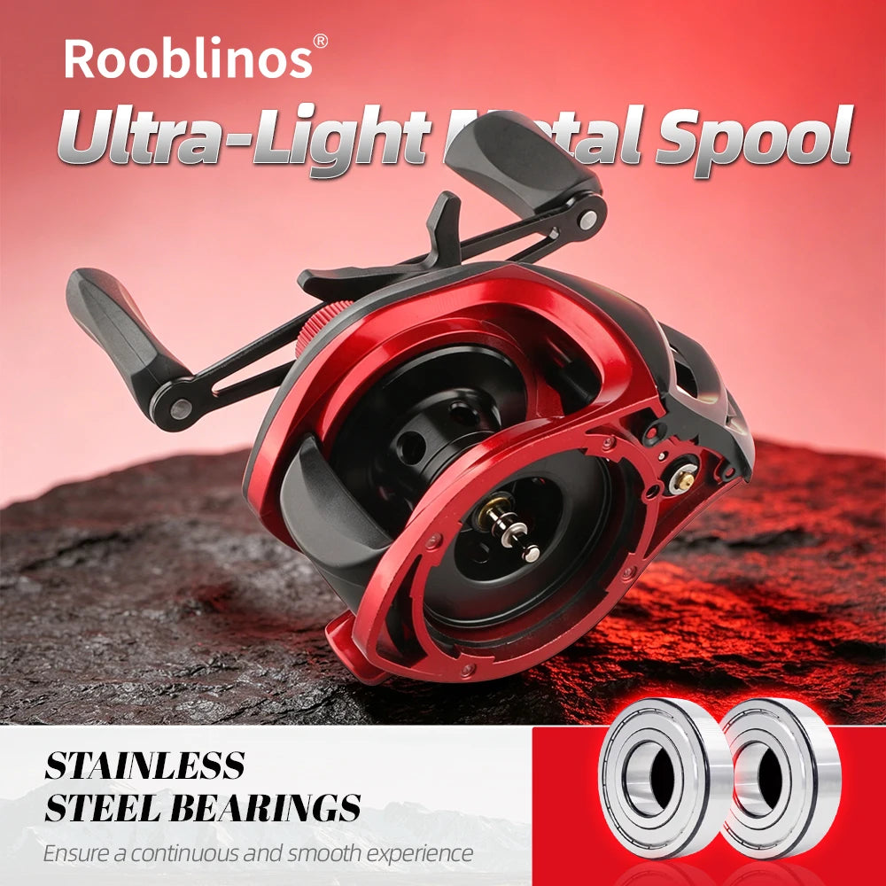 Rooblinos BR 6.3:1 7+1BB Baitcaster Fishing Reel Bait Caster Baitcasting Reel Fishing Tackle