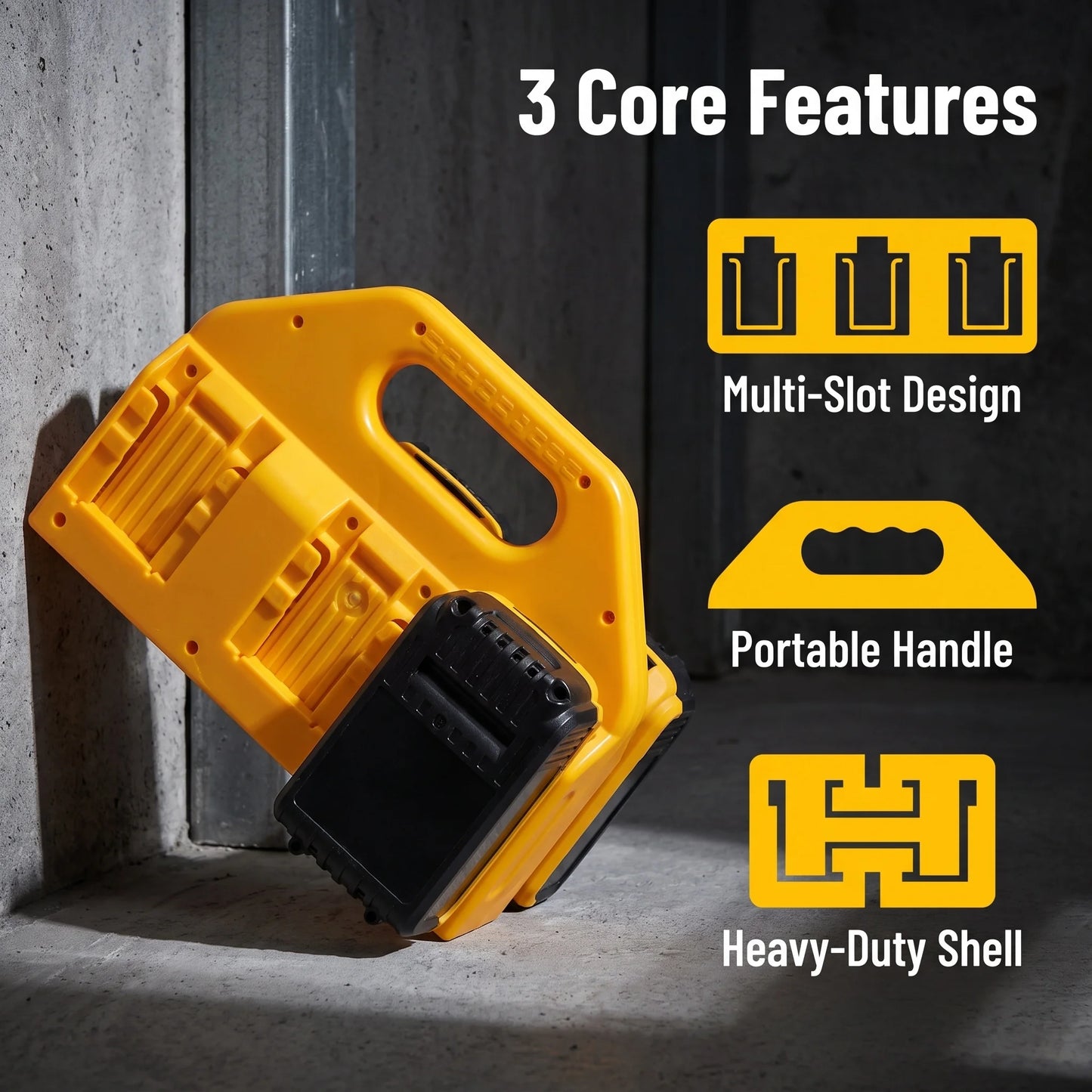 6-Slot Storage Box for Dewalt 18V & 20V Lithium Batteries - Built-in Handle, Eliminates Battery Disorganization & Easy to Carry