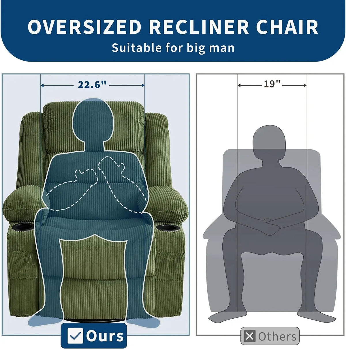 Modern Swivel Rocker Recliner Chair With Adjustable Headrest
