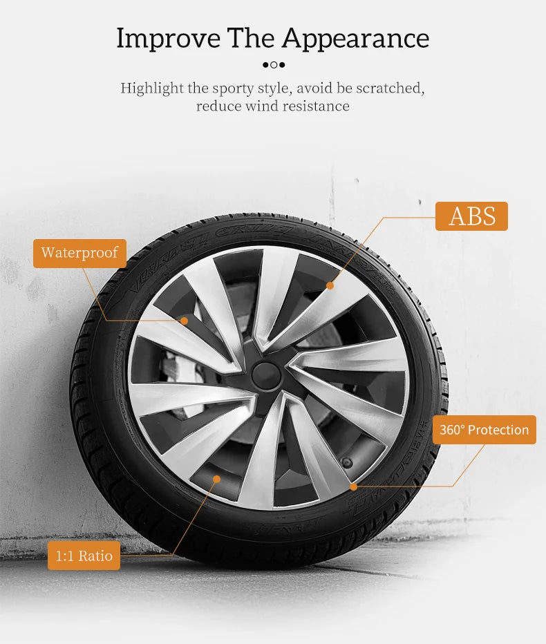 4PCS Wheel Cover for Tesla Model Y Juniper 2025-2026 19 Inch Car Replacement Wheel Cover Automobile Hub Cap Full Rim Car