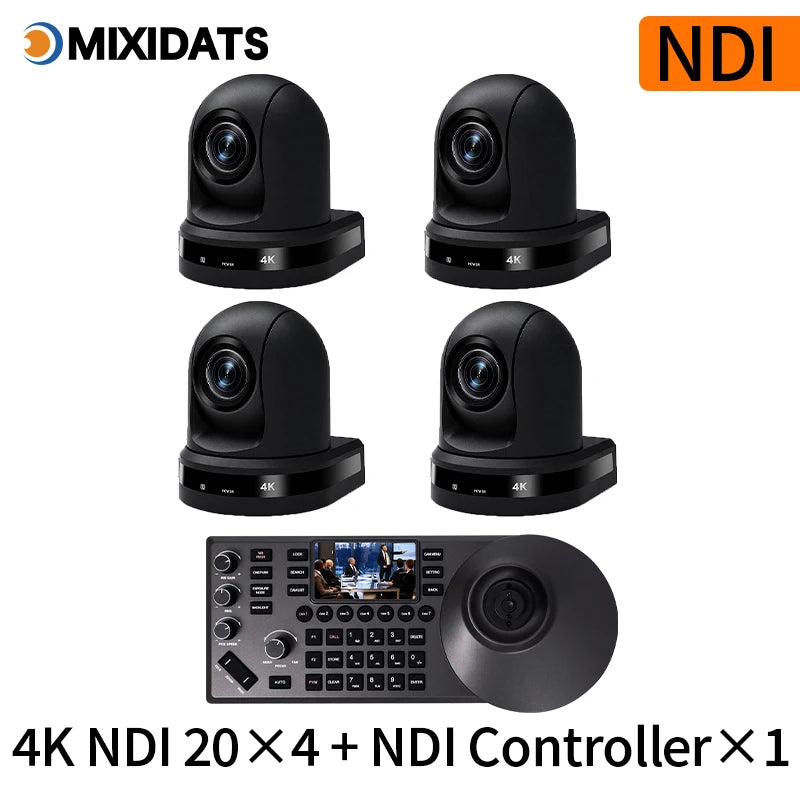 4K NDI PTZ Camera 1-10pcs 20X Zoom Video Conference Camera for Church Business Meeting Optional 1 Controller Keyboard Kit