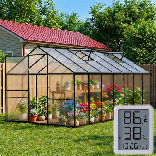 8x14 FT Outdoor Greenhouse – Heavy-Duty Aluminum Frame, Polycarbonate Panels, Easy Assembly for Backyard Garden. Customized