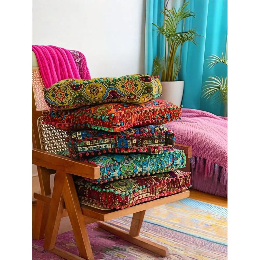 PC Thick Soft Comfortable Wear Resistant Non Slip Bottom Easy Clean Bohemian Moroccan Style Round Meditation Cushion Throw Pill