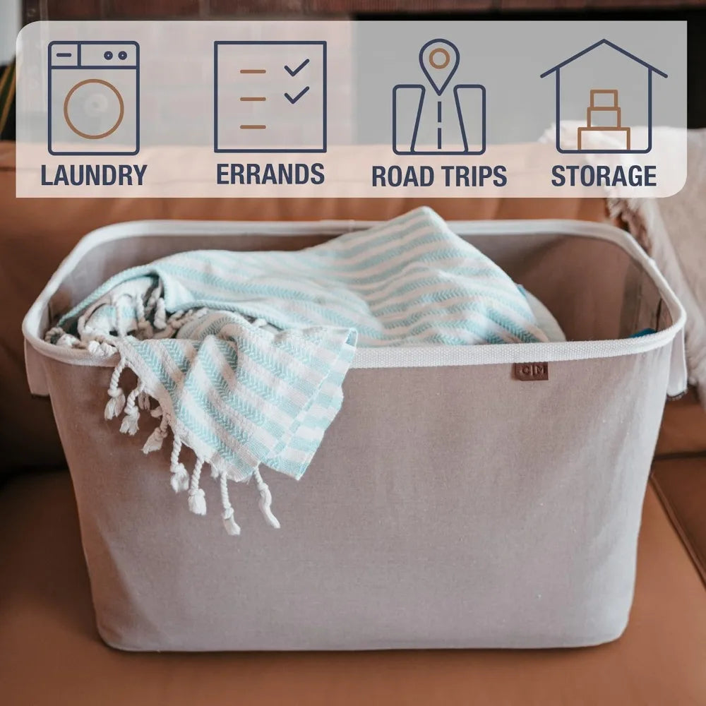 Foldable Laundry Basket 2-Pack 60L Collapsible Storage Hamper with Handles Space Saving Home Organization