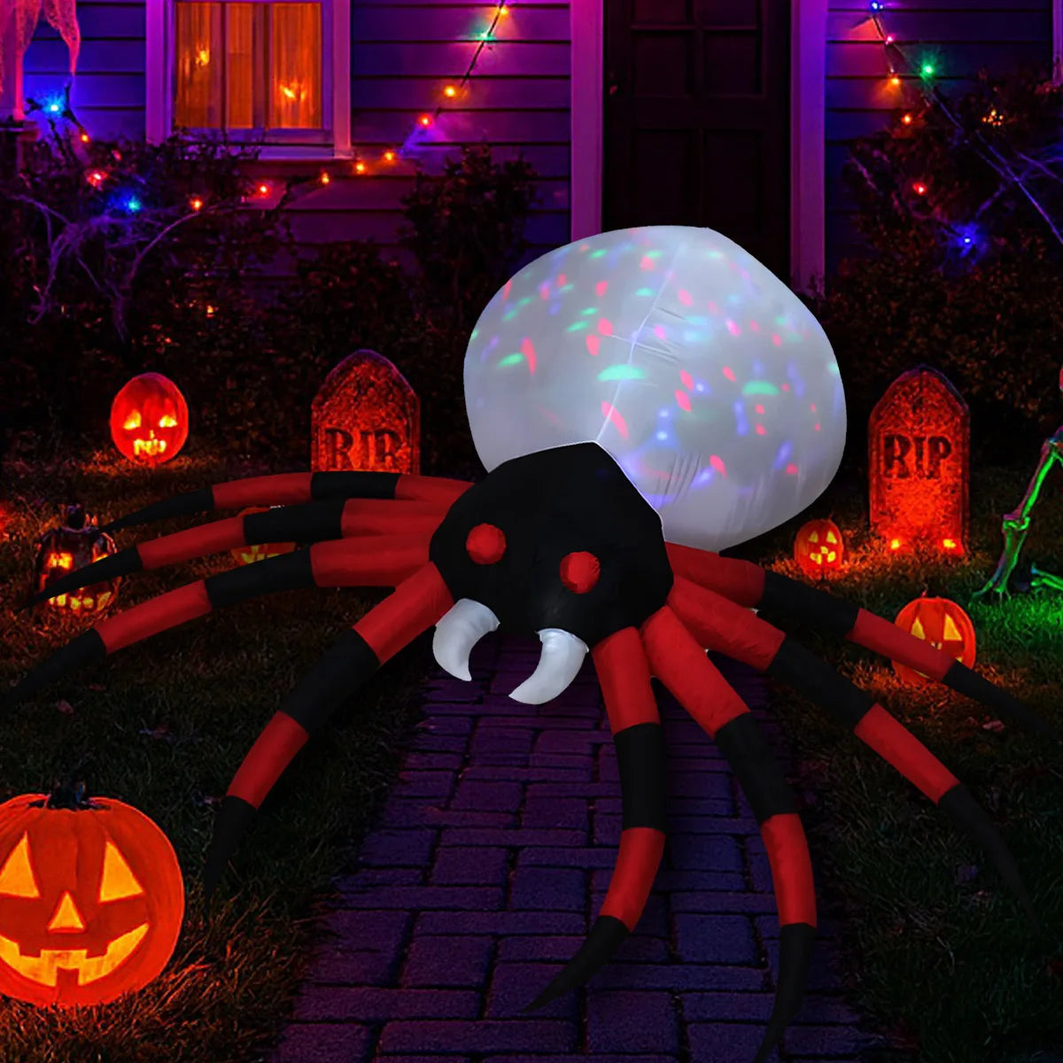 Halloween Inflatable Ghost Pumpkin Black Cat Spider Decoration with LED Lights for Home Yard Lawn Indoor and Outdoor Decoration