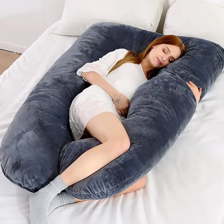 Soft U Shaped Pregnancy Pillow For Side Sleeping Relief