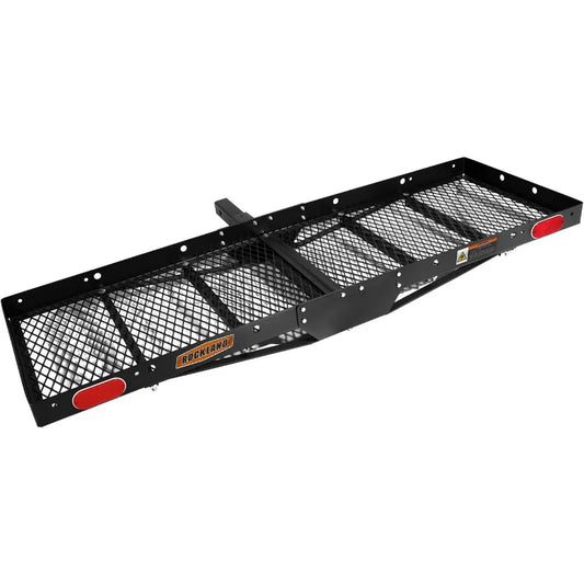 Steel Foldable Cargo Carrier with Reflectors 750 LBS Capacity 60 x 20 x 2.5 Hitch Mount for 2 Receivers Compatible with Class I