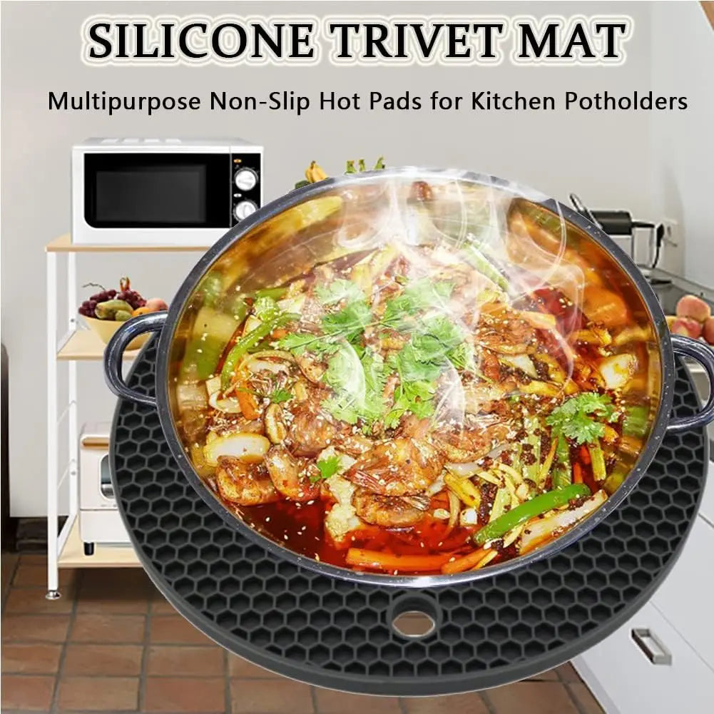 3 Pack Silicone Trivet Pot Mats - Heat Resistant Pot Holders for Hot Pans Pots Table Countertop Spoon Rest Coaster