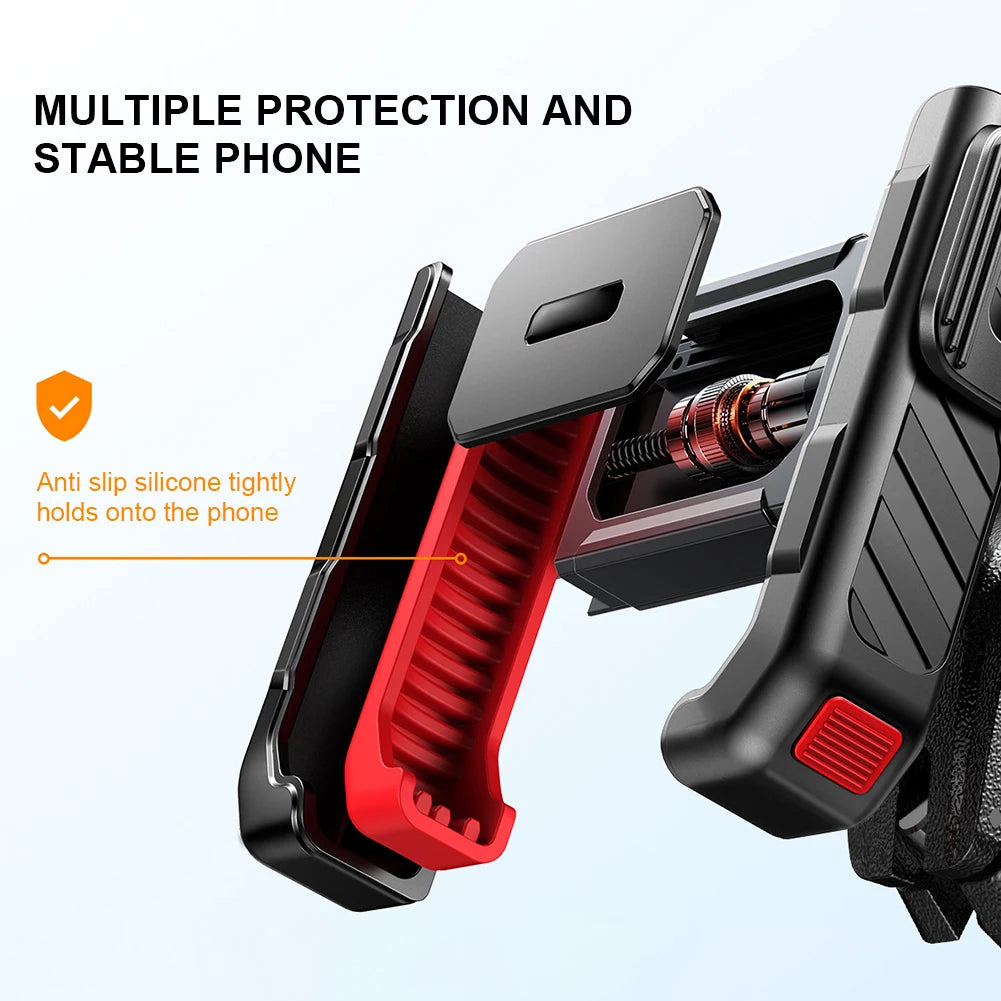Metal Motorcycle Phone Holder Shockproof Riding Phone Stand One-hand Operation Cycling Phone Support for Mobile Phone 4.7-7 Inch