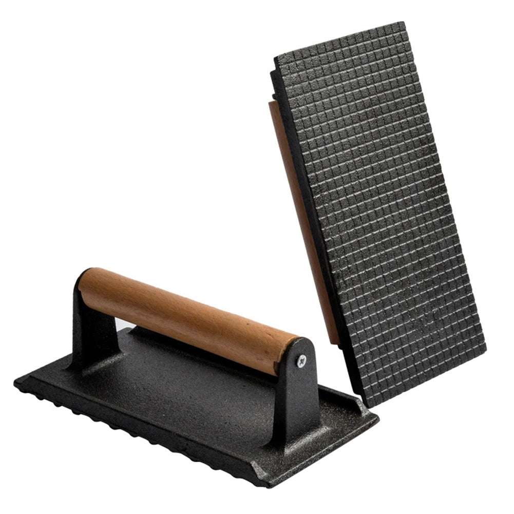 Universal Rectangular Meat Press Heavy-Duty Steak Burger Press With Handle BBQ Cooking Tool High Temperature Resistance