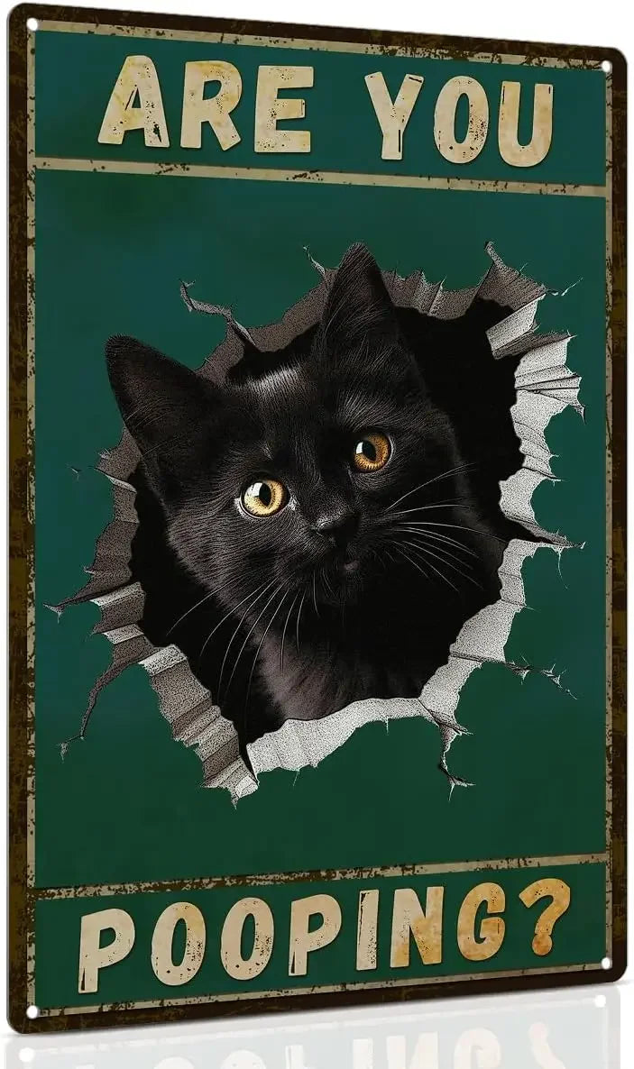 Funny "Are You Pooping" Tuxedo Cat Aluminum Bathroom Sign - Humor Wall Decor for Bathroom Glory