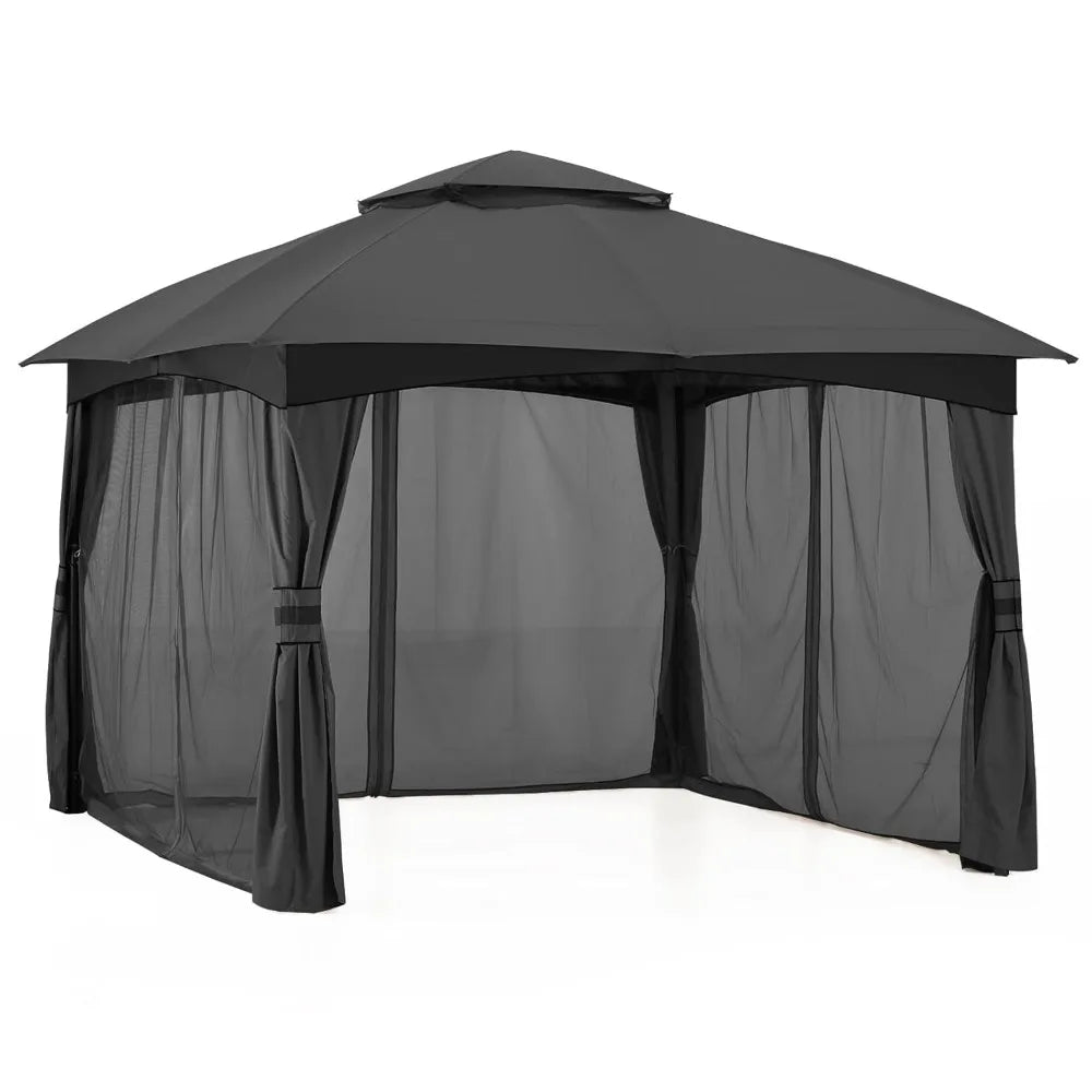 Outdoor Patio Gazebo for Garden with Upgrade Steel Frame and Netting Walls (8x8,Gray), Customized