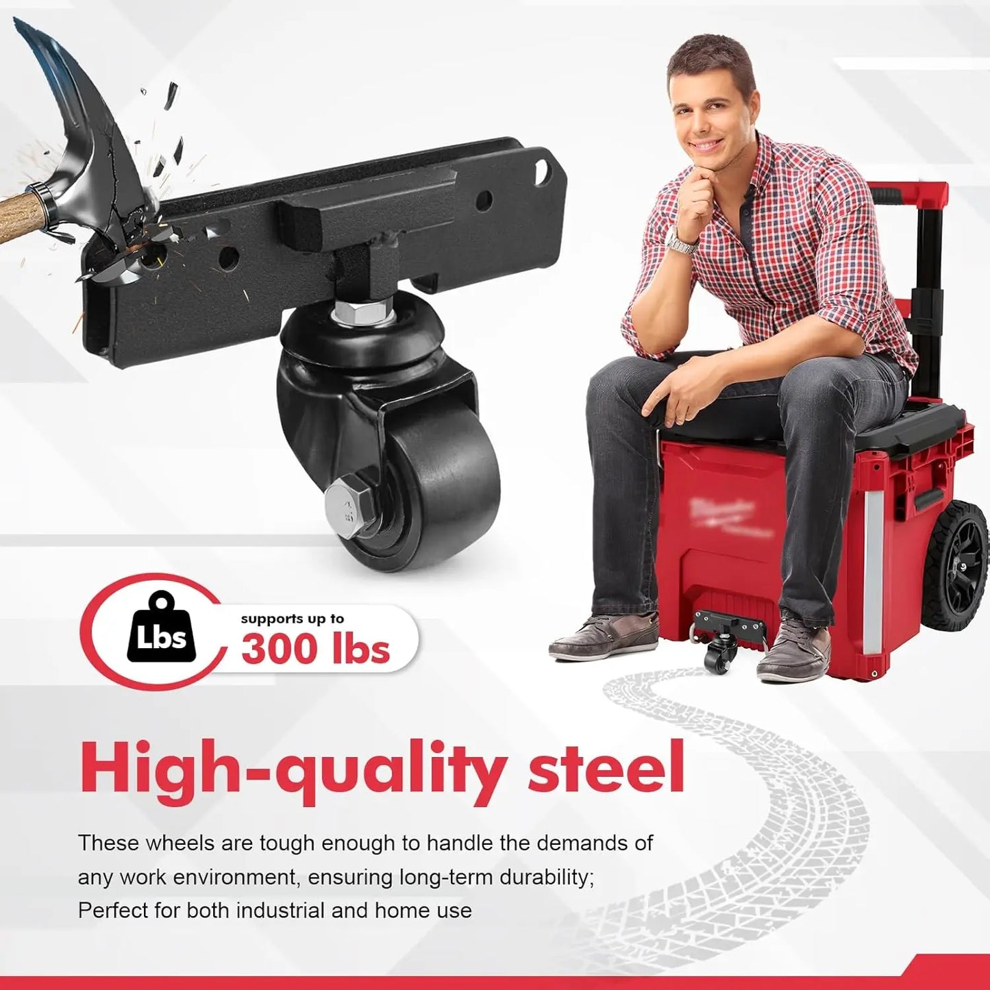 Compatible with Milwaukee Packout Rolling Tool Box Front Wheels Caster Wheels for Packout Tool Box
