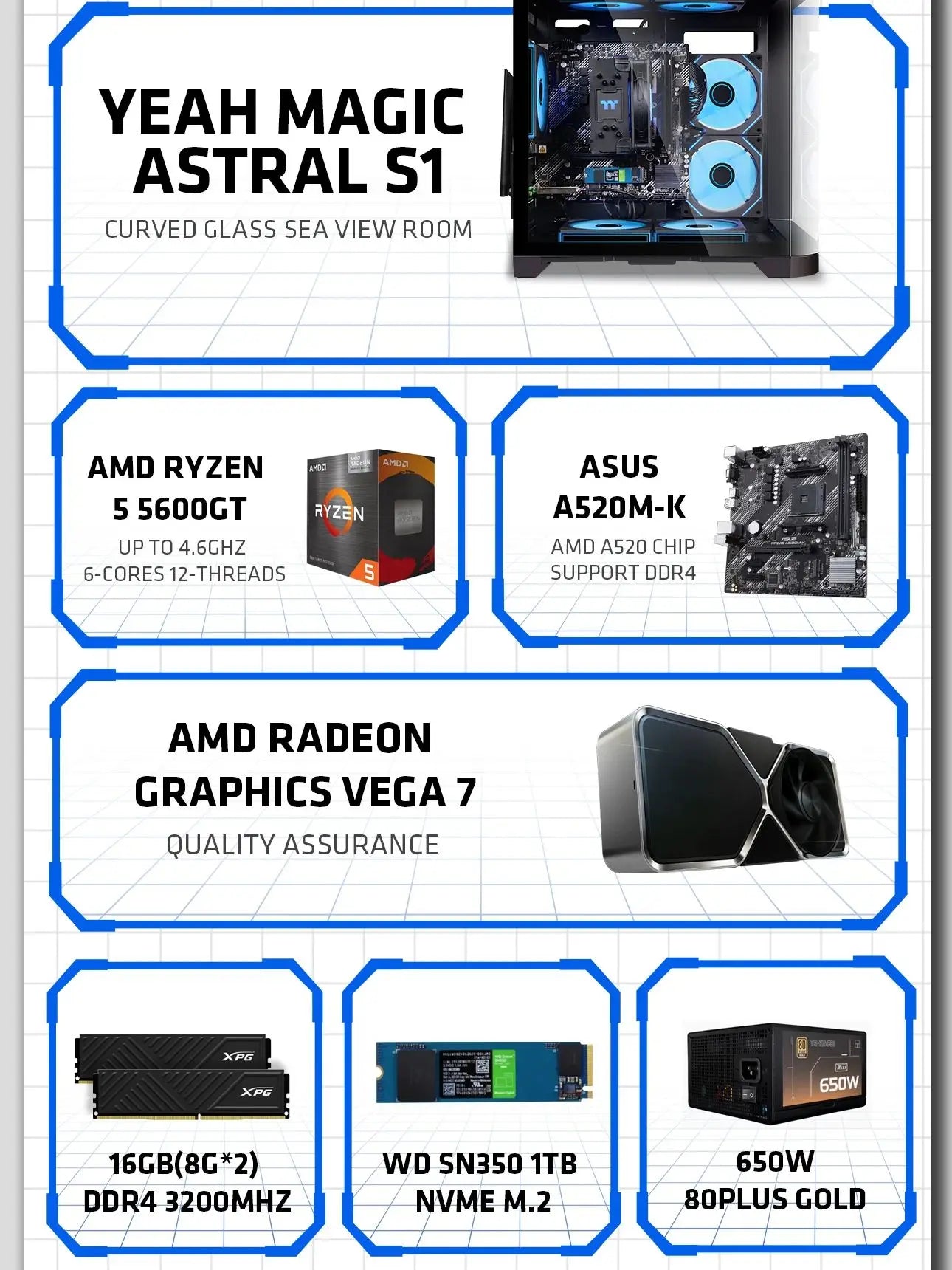 Yeah Magic Gaming Desktop Ryzen 5 5600GT Performance PC