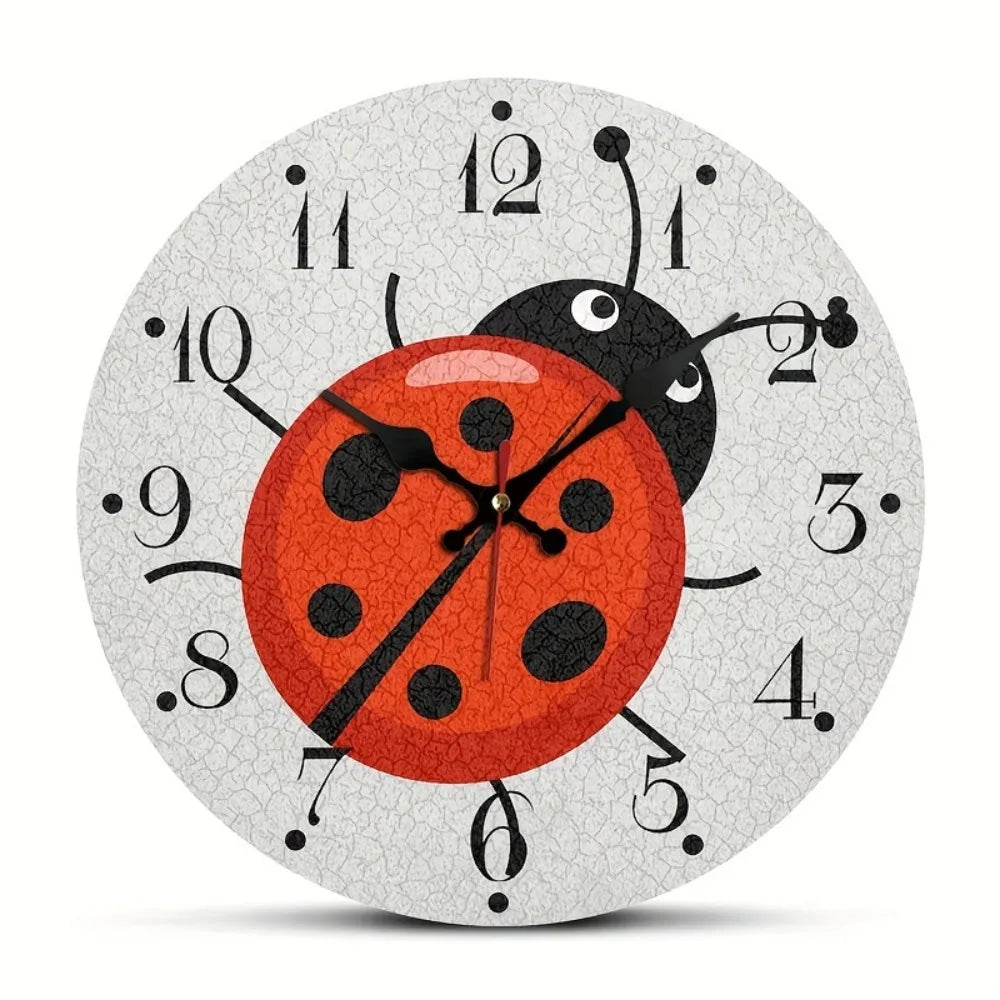 One Pack Animal Ladybug Pattern Decorative Hanging Clock, No Ticking, Silent Hanging Clock, Decorate Living Room, Bedroom, Offic