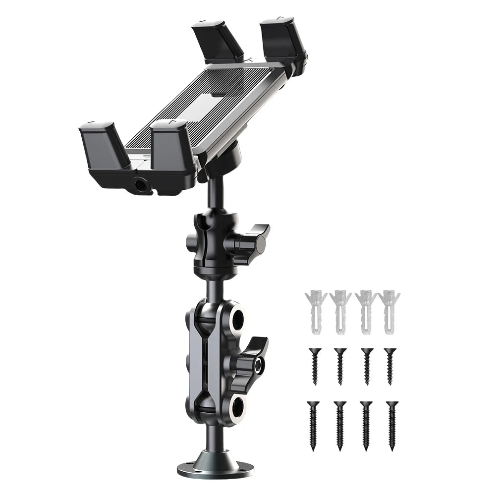 Heavy Duty Tablet Holder with Screw 2-Stage Phone Stand 360 Degree Rotable Car Dashboard Phone Mount for Car Bike Boats Trucks