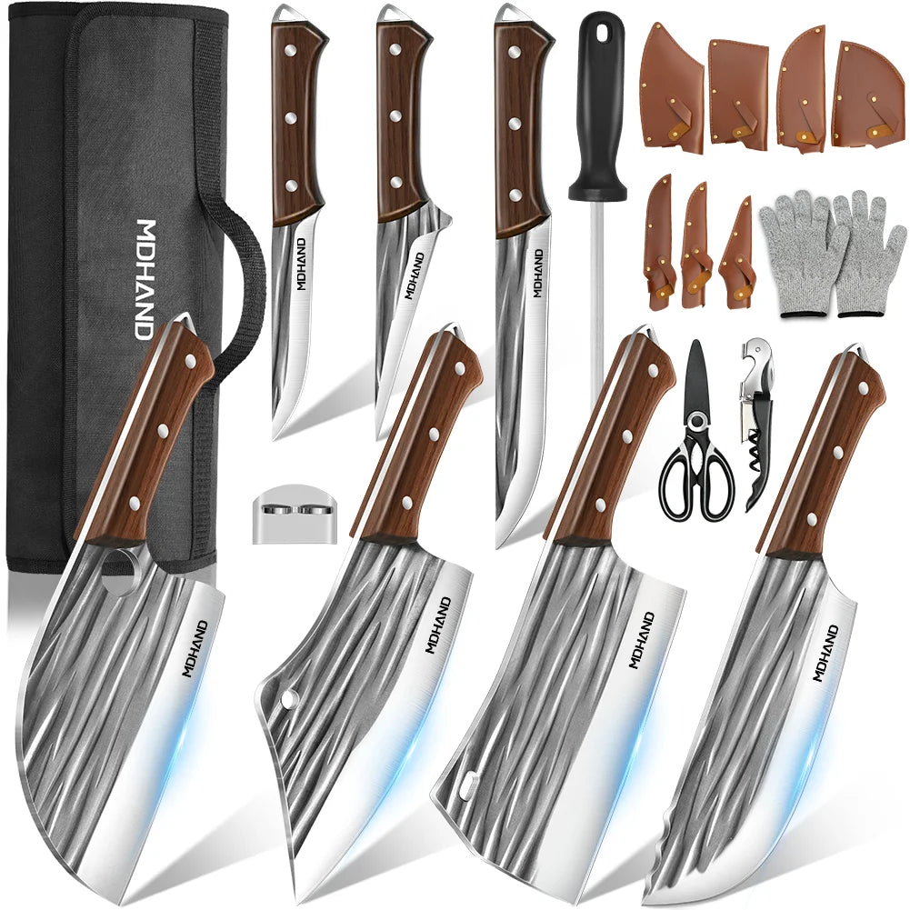 Meat Cleaver Knife 14pcs High Carbon Steel Professional Chef Set
