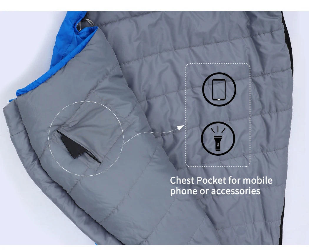 Kamperbox SY011 Sleeping Bag 40D Ripstop Nylon Shell Synthetic Fiber Fill Lightweight Portable Camping Sleeping Bag for Adults