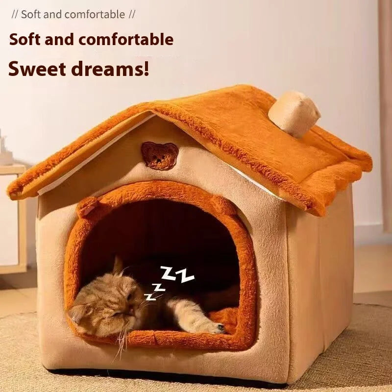 Luxurious Coral Fleece Dog House Bed For Indoor Pets