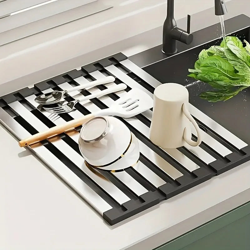 Space Saving Foldable Sink Dish Drying Rack For Kitchen