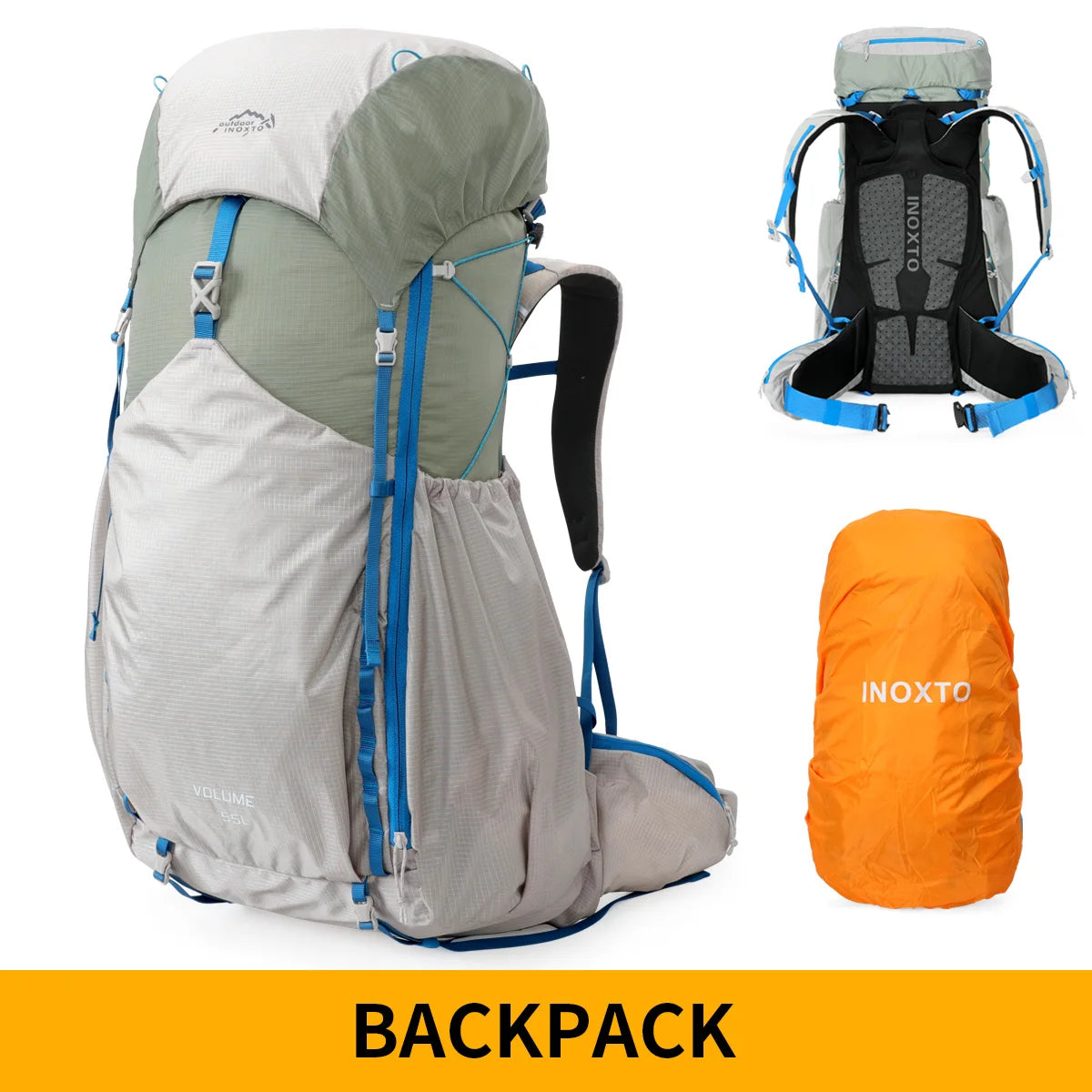 55L Internal Frame Waterproof Hiking Camping Backpack with Rain Cover, Large Lightweight Travel Daypack Rucksack for Climbing