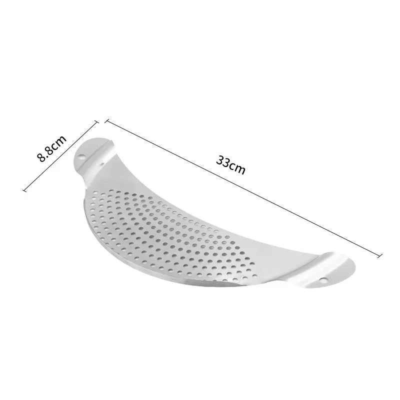Stainless Steel Pot Strainer Kitchen Colander with Handle Held Crescent Drainer Pan Crescent Pot Strainer Pasta Noodles Strainer