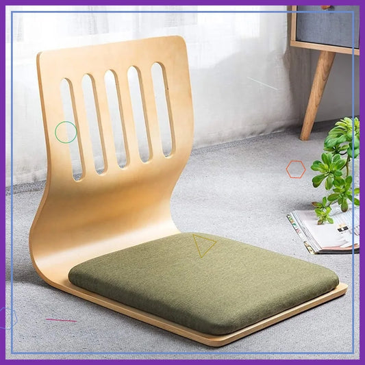 Japanese Legless Floor Chair, Wooden Tatami Meditation Chair for Reading TV Watching Bay Window Lounge