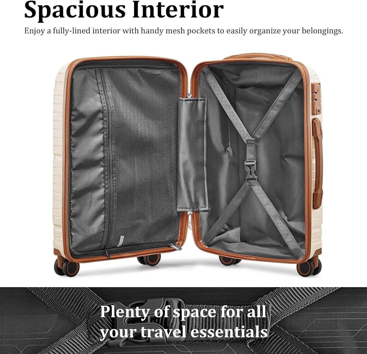 Travel Luggage Set, PP Hard Shell Lightweight Durable Suitcase with Backpack and Small Toiletry Bag, TSA Lock, Spinner Wheels