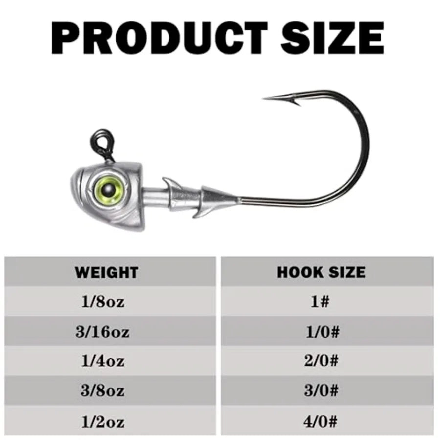 Swimbait Jig Heads Fishing Jigs Swim Bait Jighead with Two Bait Keepers and 3D Eyes 1/8 3/16 1/4 3/8 1/2oz Jigheads Freshwater