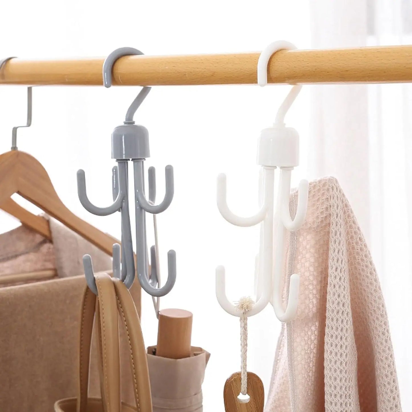 Multifunctional Closet Hook, Rotatable Hanging Organizer Closet Clothes Hangers Handbags Storage Hooks