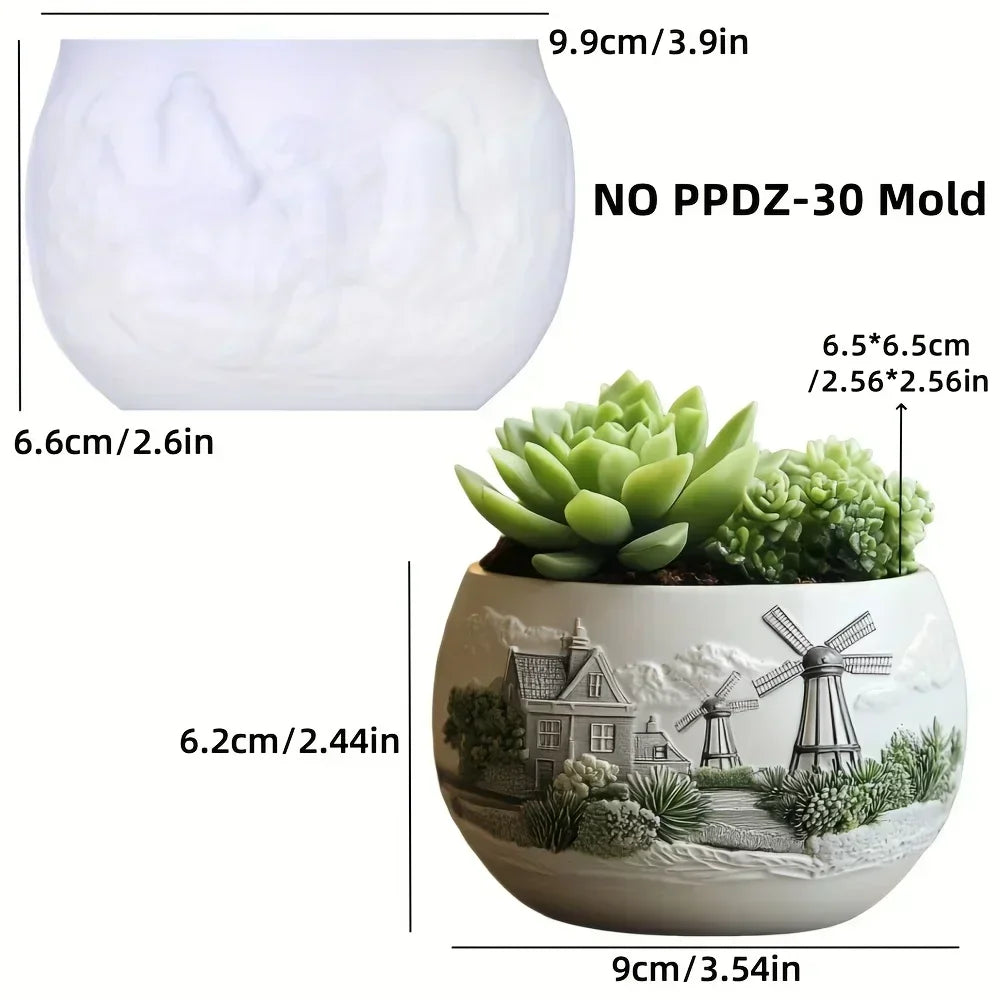 Witch Magic House Relief Pumpkin Succulent Plant Flower Pot Resin Mold  House Relief Storage Box Castle Candle Cup Gypsum Molds