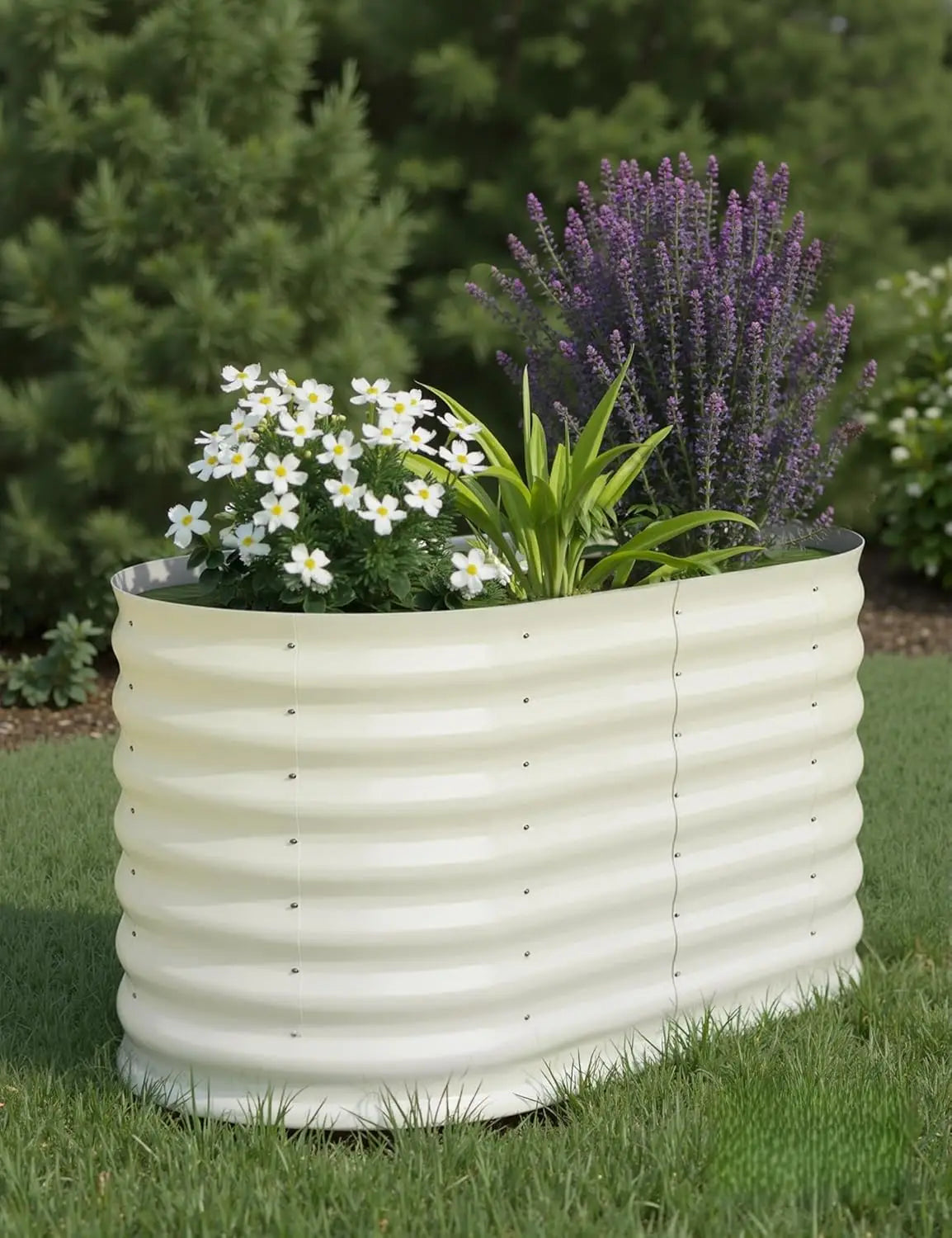 Galvanized Raised Garden Bed Kits Outdoor Metal Grow Garden Planter Box with Open Bottom for Planting Vegetables,Flower,Herb