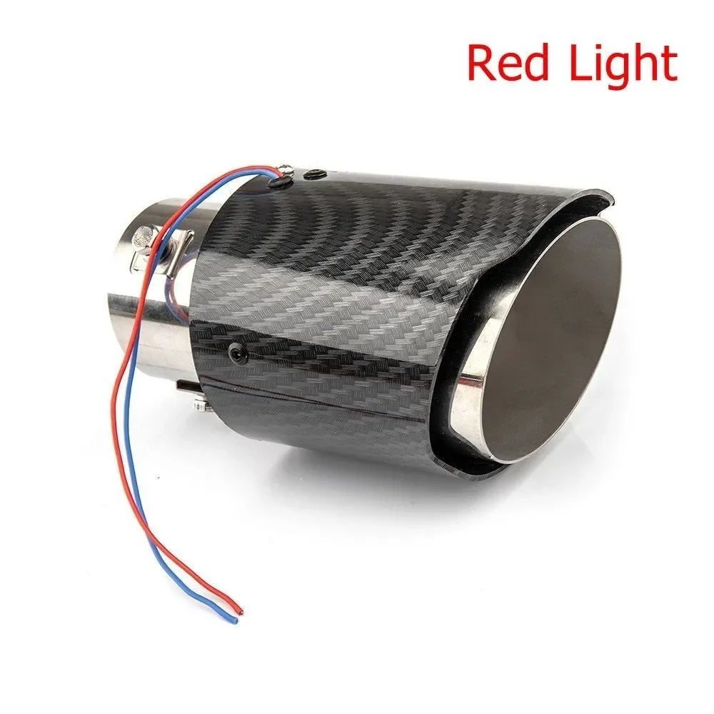 Exhaust Muffler Light Flaming Universal LED Tip Pipe Straight Car Modified Single Outlet Exhaust Pipe Tail Throat Red/Blue