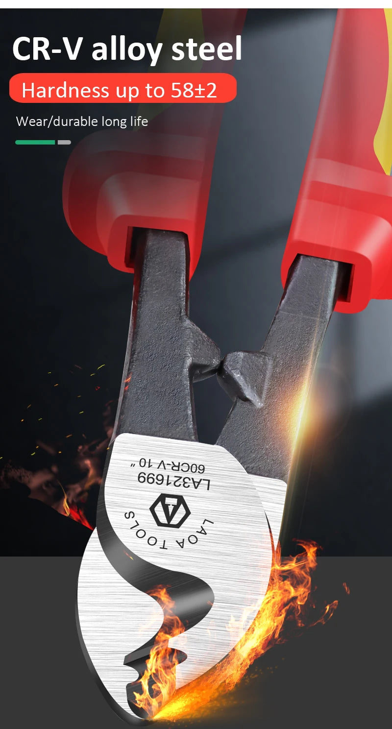 LAOA Insulated Cable Cutter Professional 1000V Wire Stripping Pliers Heavy-Duty Multi-Tool for Electricians High Voltage Safety