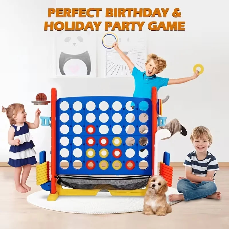 Enormous 4In A Row Game - 4In A Row Game, Height Adjustable Enormous 4-To-Score Game - Indoor/Outdoor Connect Game Set with Quick Release Slider, Ideal Birthday Gifts for 1+ Years Old Boys & Girls, Puzzle Thinking Online Game