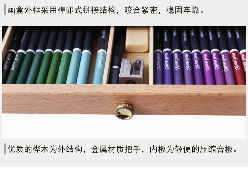 40.9x25.9cm Desktop Easel Wooden Storage Painting Box 3-layer Drawer Portable Oil Painting Box Sketch Pencil Tool Box
