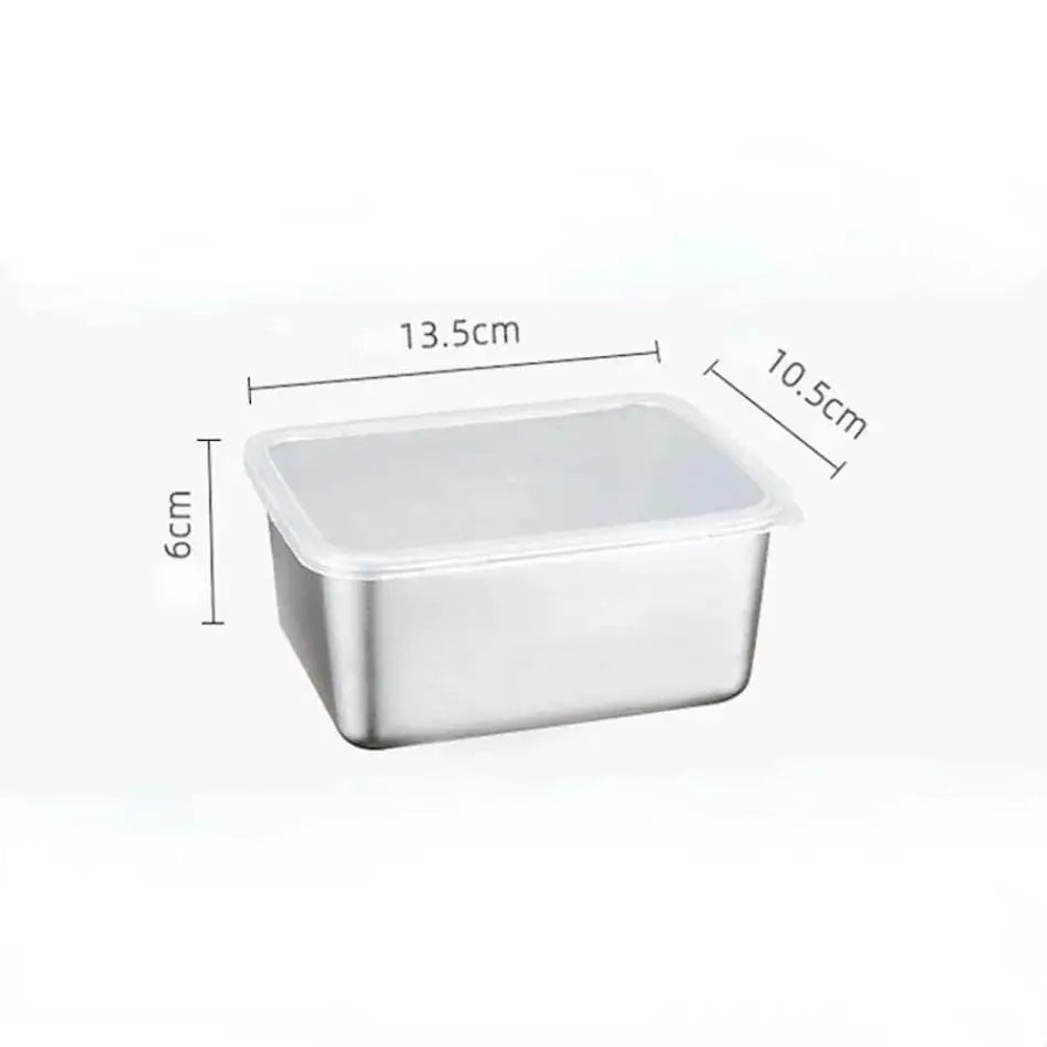 Food Grade Stainless Steel Refrigerator Storage Box Container Ingredients Freezer Storage Household Kitchen Food Sealed Boxs