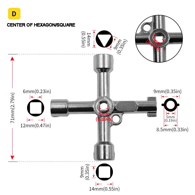 4 Ways Phillips Wrench Mini Universal Internal Triangle Multifunction Small Cross Key Wrench Repair Hand Tools For Car elevator
