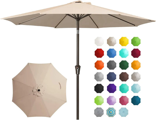 Outdoor Patio Umbrella With Push Button Tilt And Crank