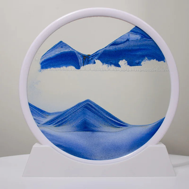 7/12inch Moving 3D Sand Art Picture Round Glass Hourglass Deep Sea Sandscape In Motion Display Flowing Sand Frame For home Decor
