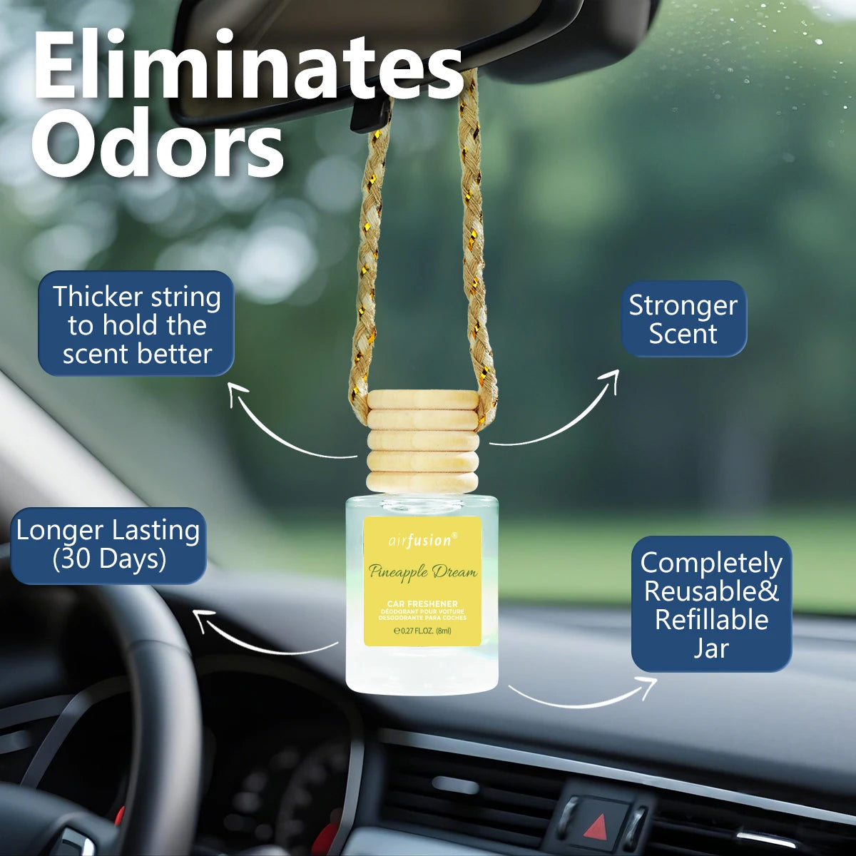 4 Pack Hanging Car Air Freshener & Diffuser | 120-Day Long-Lasting Fragrance | 17 Fragrances All Ages